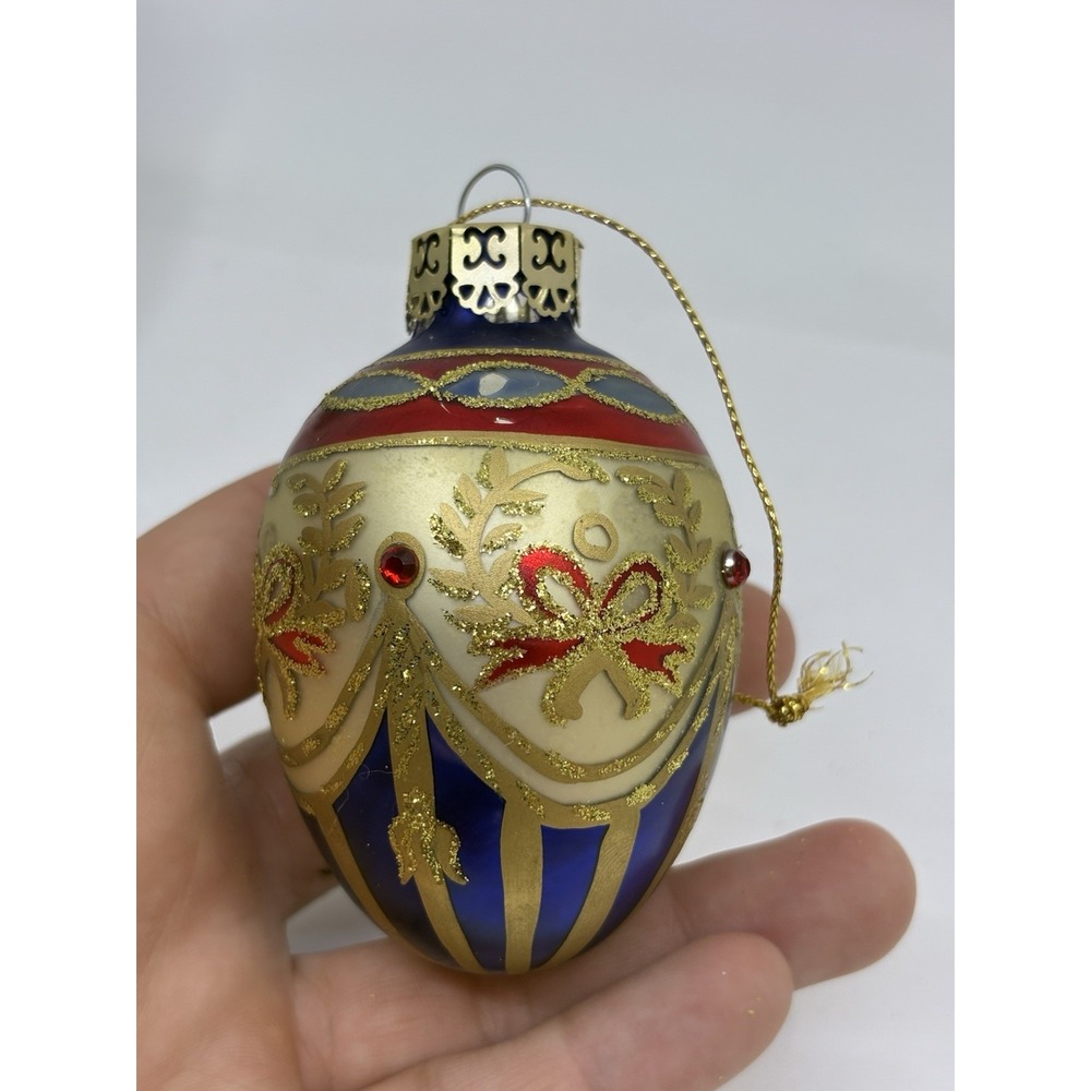 Vintage Roman Inc. Christmas Glass Ornament Renaissance Victorian Style Read*